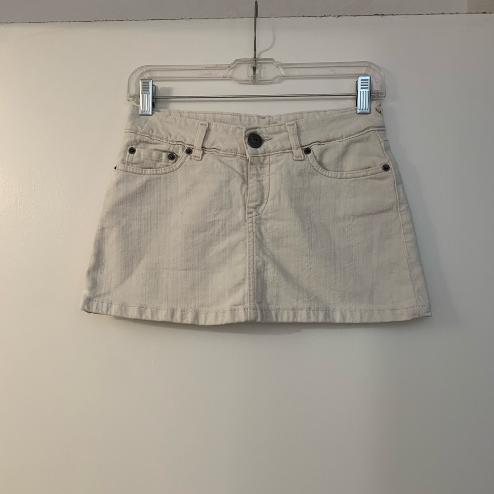Cream Denim Mini Skirt